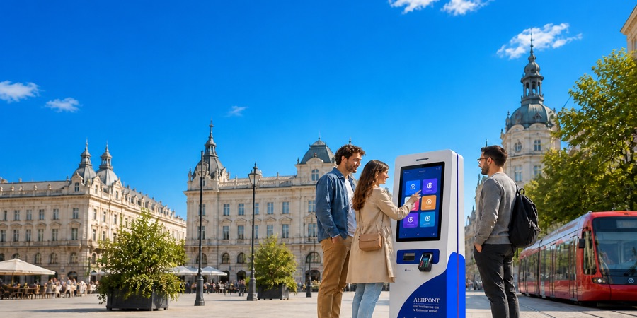 Občané u samoobslužného kiosku Arbipoint